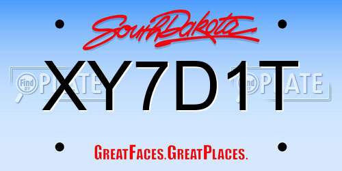 XY7D1T South Dakota License Plate