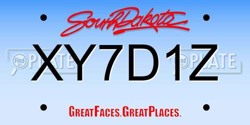 XY7D1Z South Dakota License Plate