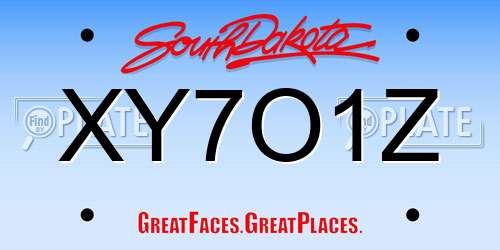 XY7O1Z South Dakota License Plate