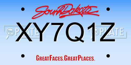 XY7Q1Z South Dakota License Plate