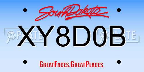 XY8D0B South Dakota License Plate
