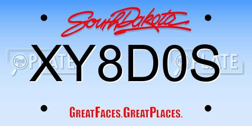 XY8D0S South Dakota License Plate