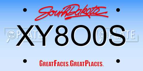 XY8O0S South Dakota License Plate