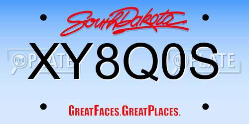 XY8Q0S South Dakota License Plate