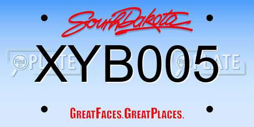 XYB005 South Dakota License Plate