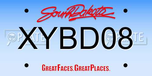 XYBD08 South Dakota License Plate