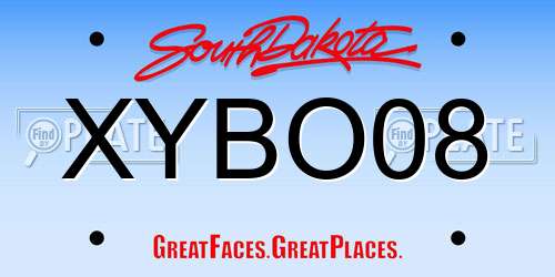 XYBO08 South Dakota License Plate