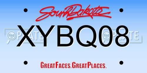 XYBQ08 South Dakota License Plate