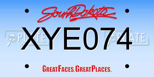 XYE074 South Dakota License Plate
