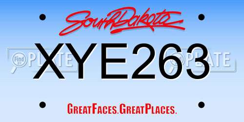 XYE263 South Dakota License Plate