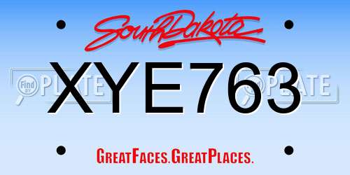 XYE763 South Dakota License Plate