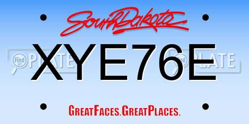 XYE76E South Dakota License Plate