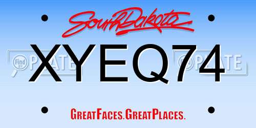 XYEQ74 South Dakota License Plate