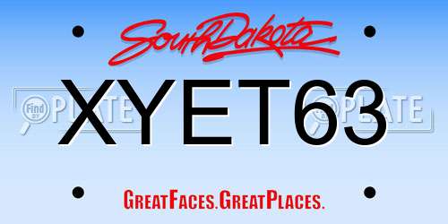 XYET63 South Dakota License Plate