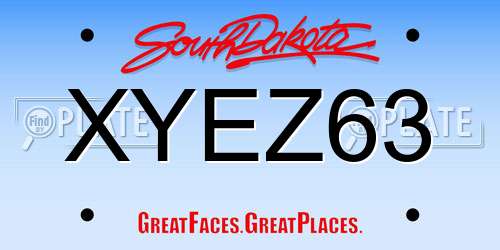 XYEZ63 South Dakota License Plate