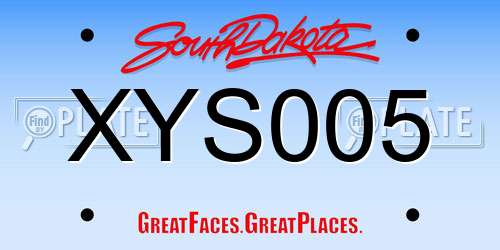 XYS005 South Dakota License Plate