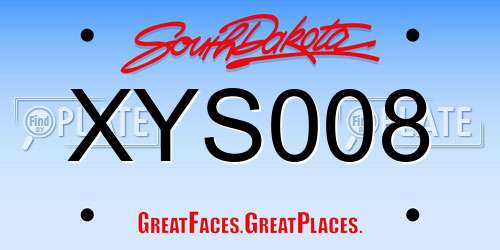 XYS008 South Dakota License Plate