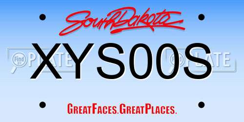 XYS00S South Dakota License Plate