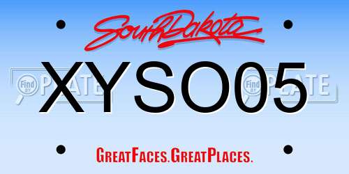 XYSO05 South Dakota License Plate