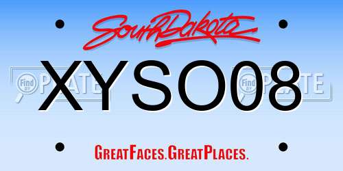 XYSO08 South Dakota License Plate