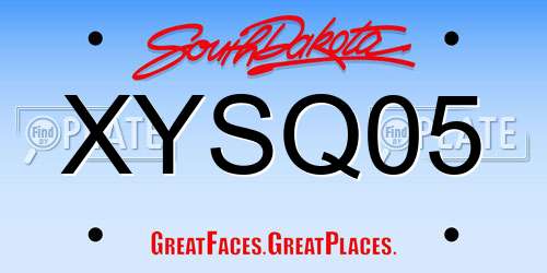 XYSQ05 South Dakota License Plate