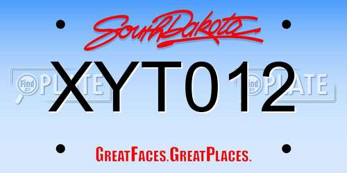 XYT012 South Dakota License Plate