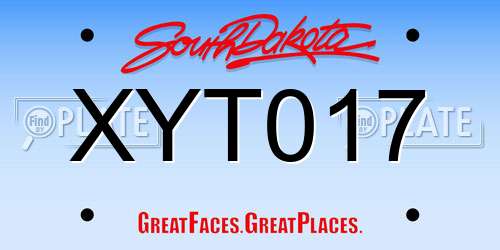 XYT017 South Dakota License Plate