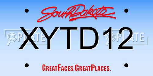 XYTD12 South Dakota License Plate