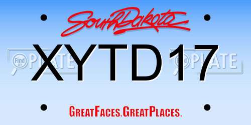 XYTD17 South Dakota License Plate