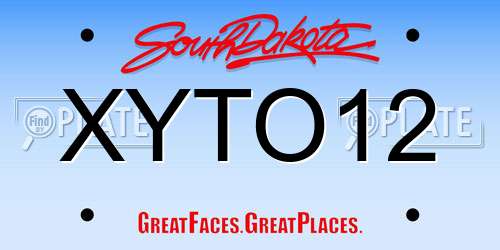XYTO12 South Dakota License Plate