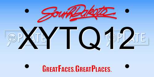 XYTQ12 South Dakota License Plate