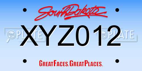 XYZ012 South Dakota License Plate