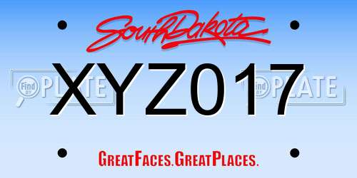 XYZ017 South Dakota License Plate