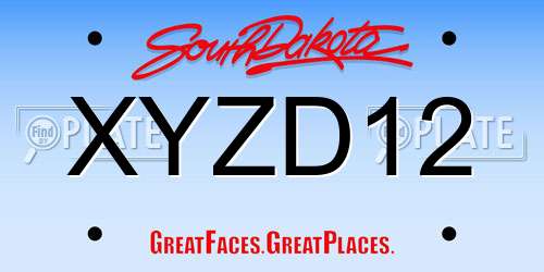 XYZD12 South Dakota License Plate