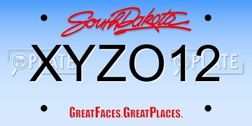 XYZO12 South Dakota License Plate
