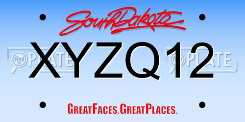 XYZQ12 South Dakota License Plate