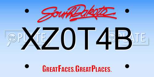 XZ0T4B South Dakota License Plate