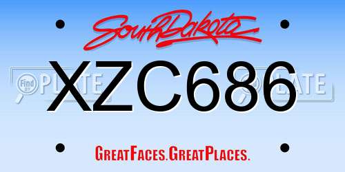XZC686 South Dakota License Plate