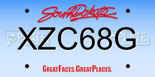 XZC68G South Dakota License Plate