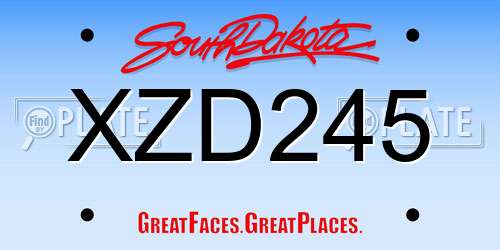 XZD245 South Dakota License Plate