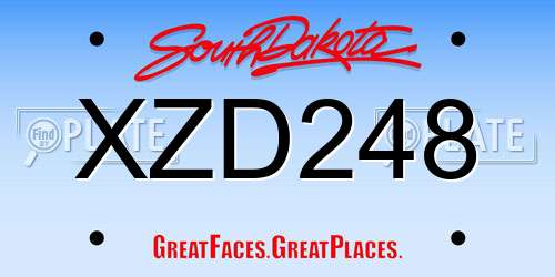 XZD248 South Dakota License Plate