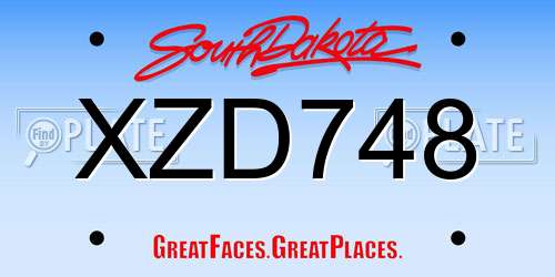 XZD748 South Dakota License Plate