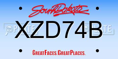 XZD74B South Dakota License Plate