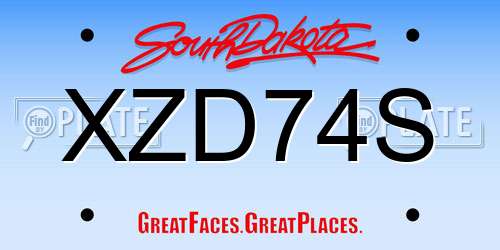 XZD74S South Dakota License Plate