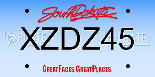 XZDZ45 South Dakota License Plate