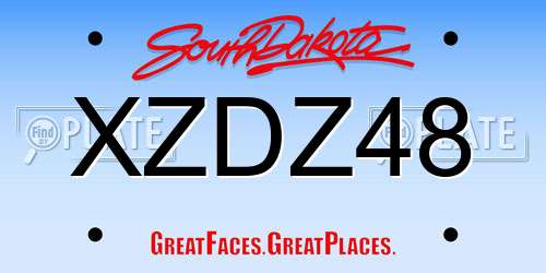 XZDZ48 South Dakota License Plate