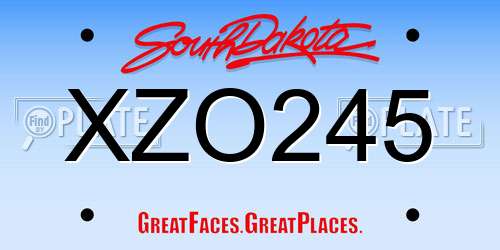 XZO245 South Dakota License Plate