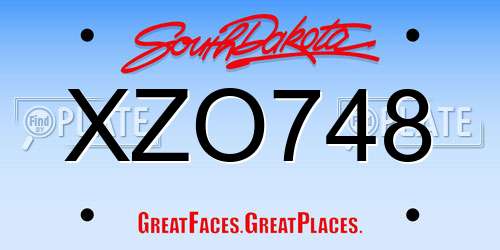 XZO748 South Dakota License Plate