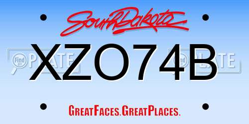 XZO74B South Dakota License Plate