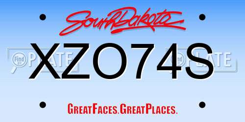 XZO74S South Dakota License Plate